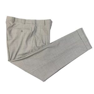 Zanella Men's Beige Puppytooth Pleat-Front Wool